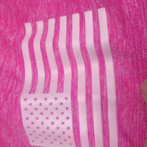 Under Armour Pink Freedom Quick Dry V Neck Athletic Tee - Picture 3 of 5